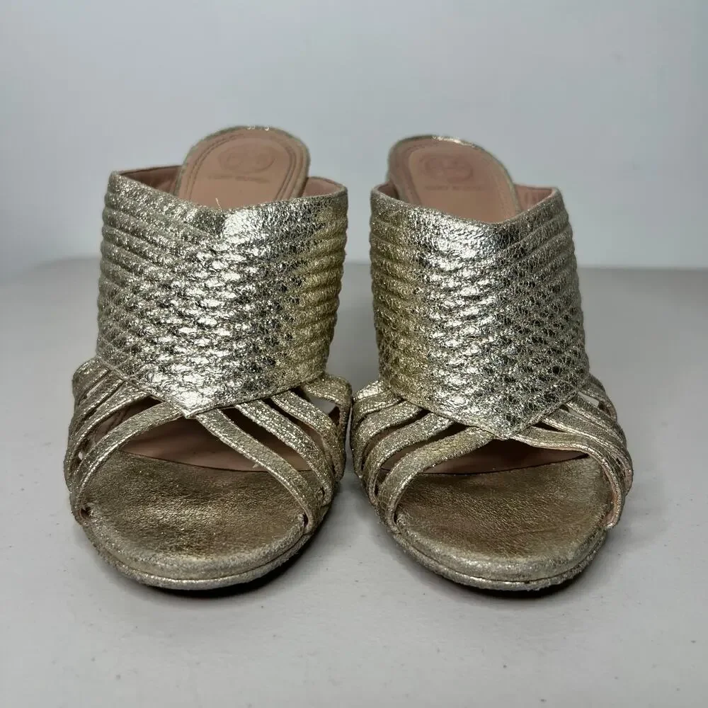 Tory Burch Brida Metallic Mule Sandals Size 8.5